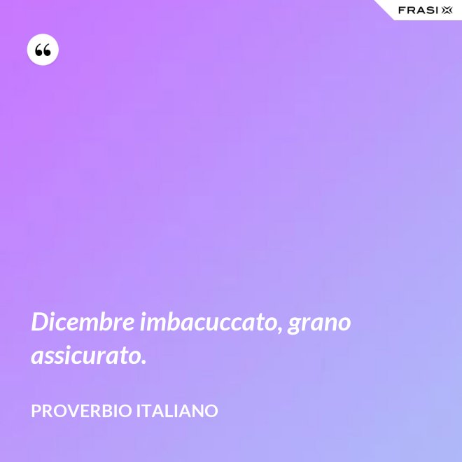 Dicembre imbacuccato, grano assicurato. - Proverbio italiano