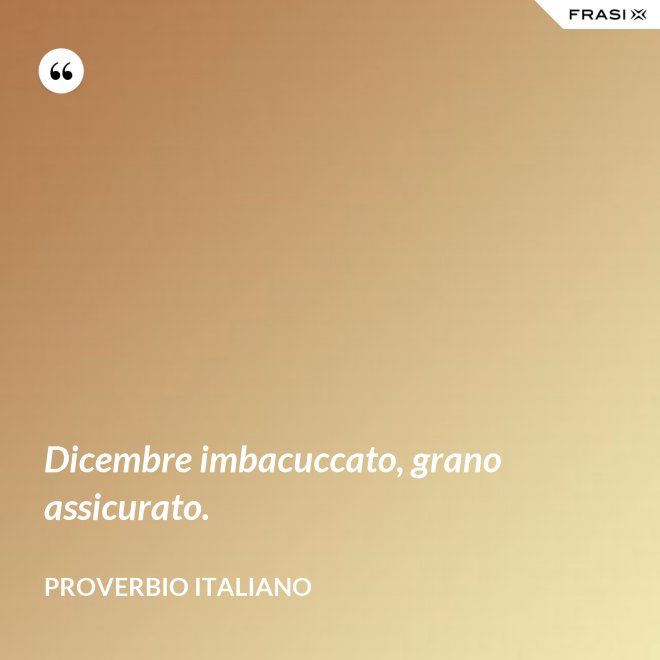 Dicembre imbacuccato, grano assicurato. - Proverbio italiano