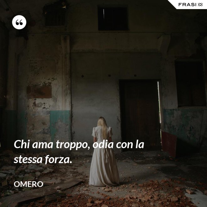 Chi ama troppo, odia con la stessa forza. - Omero