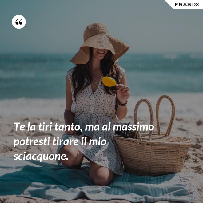 Te la tiri tanto, ma al massimo potresti tirare il mio sciacquone. - Anonimo