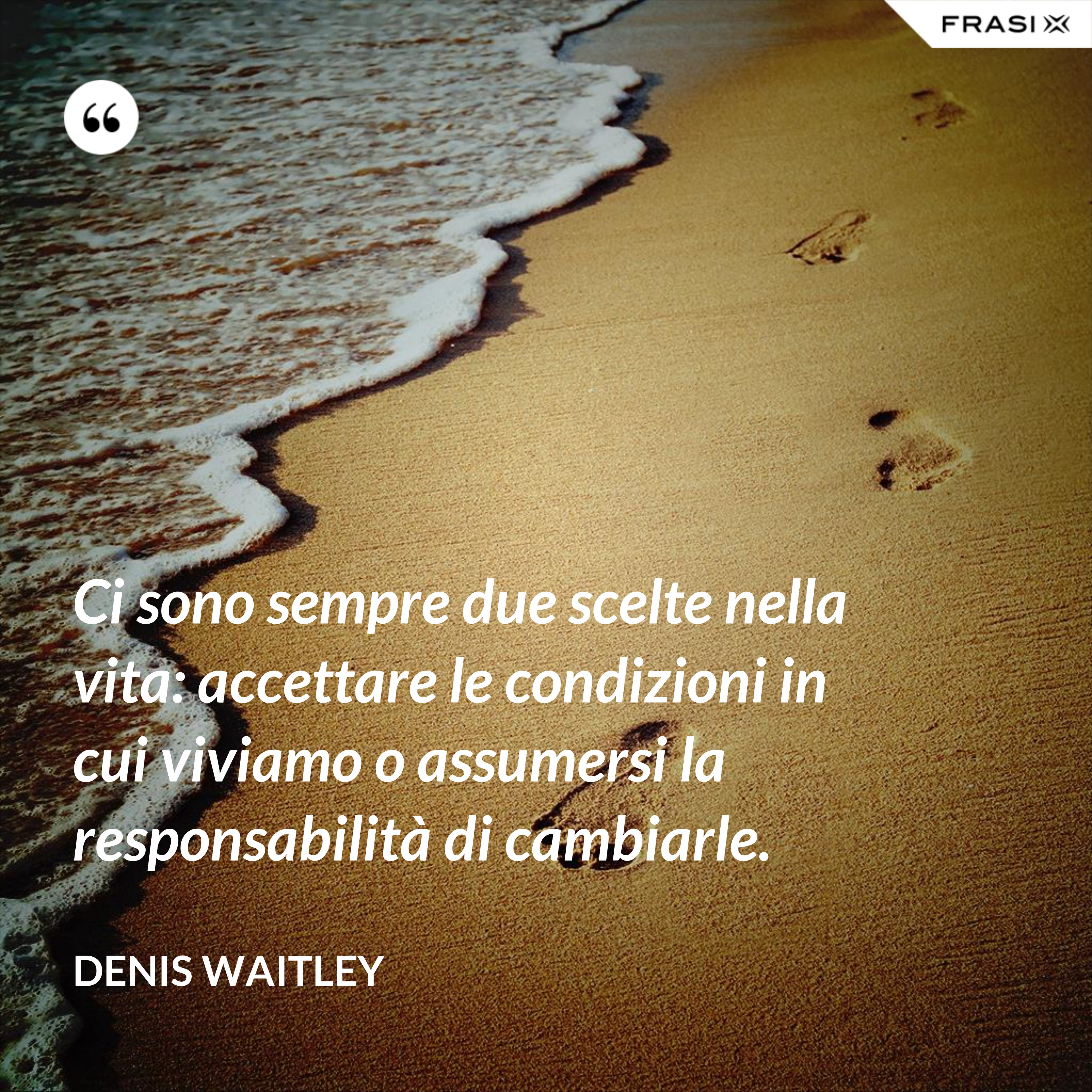 Ci sono sempre due scelte nella vita: accettare le condizioni in cui viviamo o assumersi la responsabilità di cambiarle. - Denis Waitley