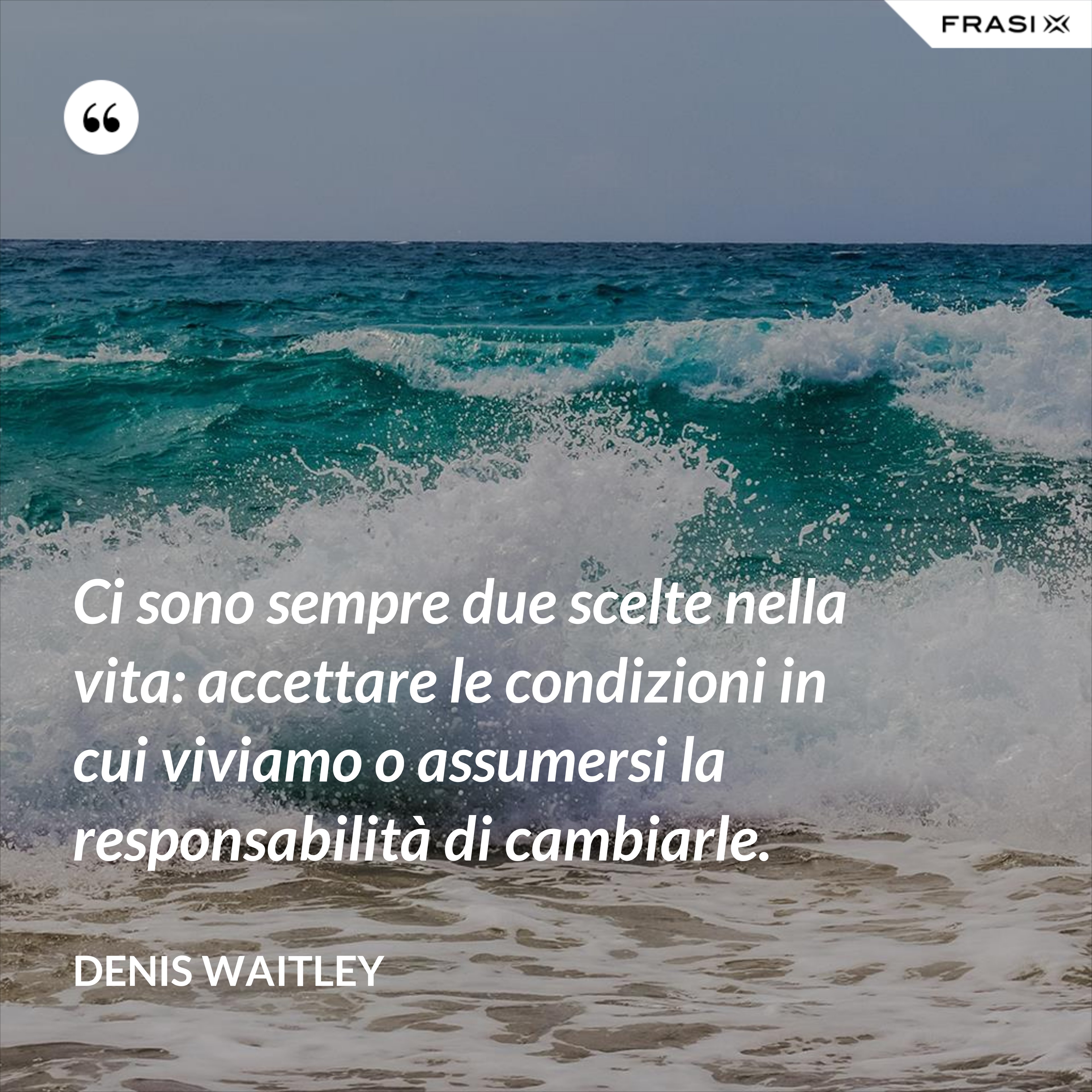Ci sono sempre due scelte nella vita: accettare le condizioni in cui viviamo o assumersi la responsabilità di cambiarle. - Denis Waitley