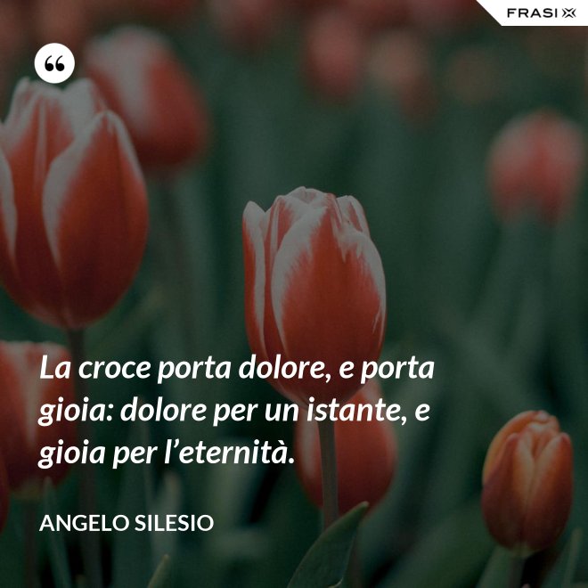La croce porta dolore, e porta gioia: dolore per un istante, e gioia per l’e­ternità. - Angelo Silesio