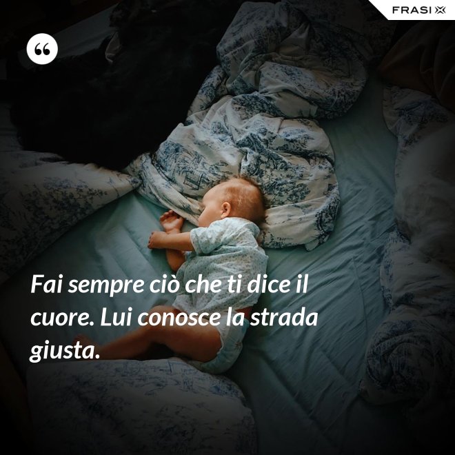 Fai sempre ciò che ti dice il cuore. Lui conosce la strada giusta. - Anonimo