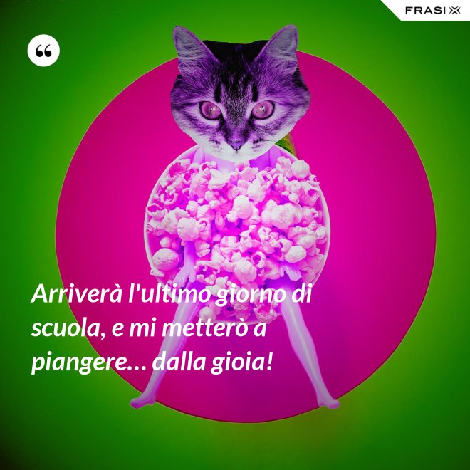 Arriverà l'ultimo giorno di scuola, e mi metterò a piangere… dalla gioia! - Anonimo