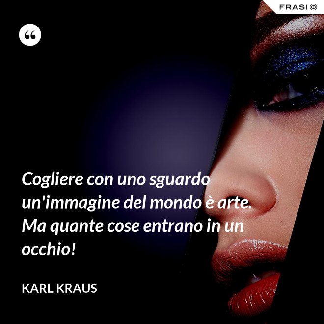 Cogliere con uno sguardo un'immagine del mondo è arte. Ma quante cose entrano in un occhio! - Karl Kraus