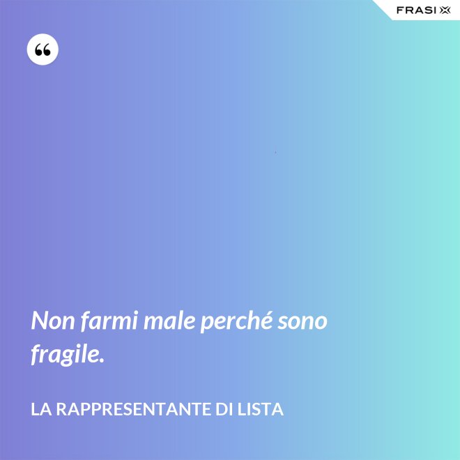 Non farmi male perché sono fragile. - La rappresentante di lista