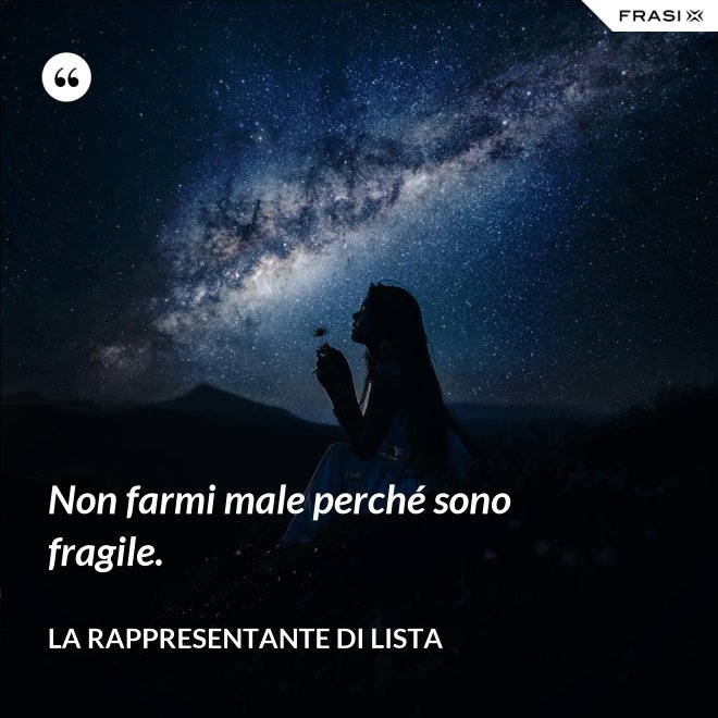 Non farmi male perché sono fragile. - La rappresentante di lista