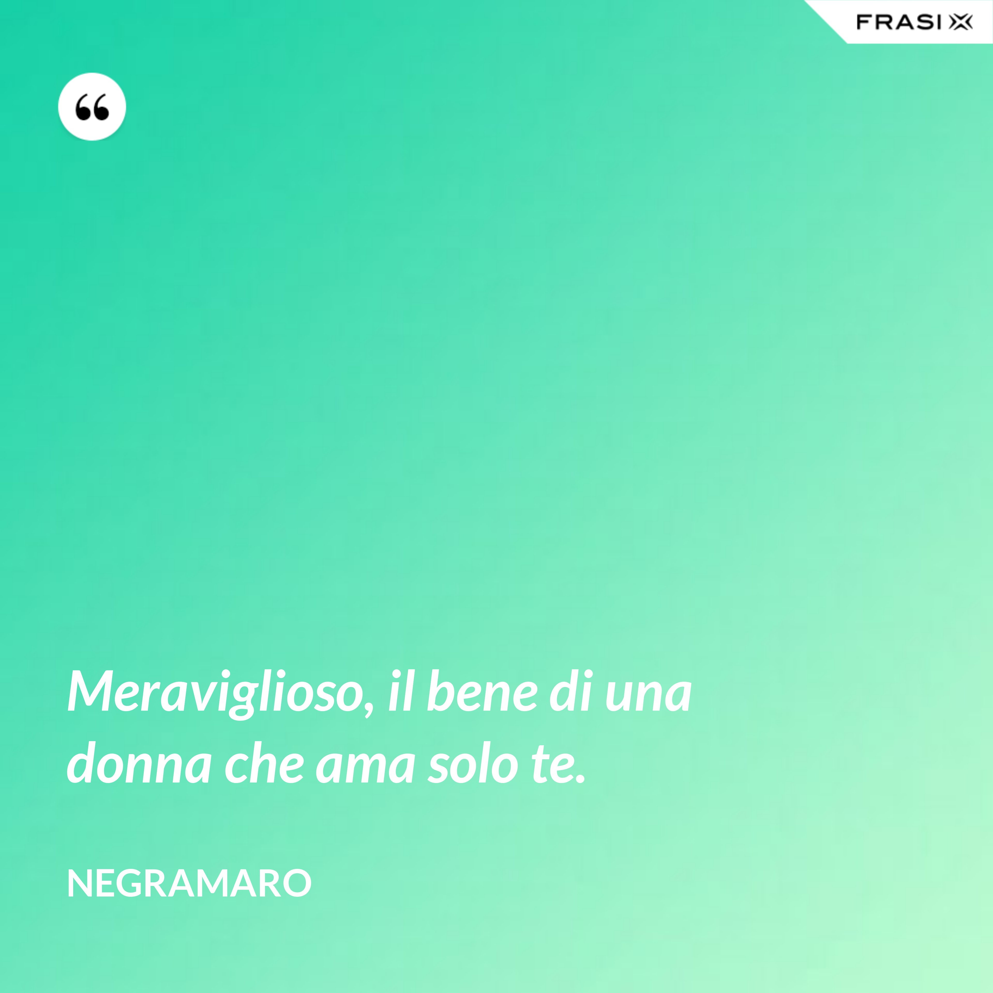 Meraviglioso, il bene di una donna che ama solo te. - Negramaro