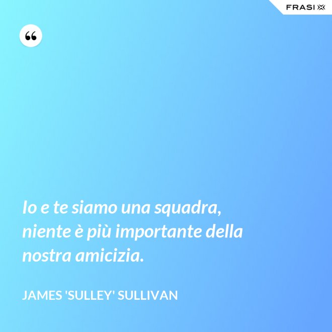 Io e te siamo una squadra, niente è più importante della nostra amicizia. - James 'Sulley' Sullivan