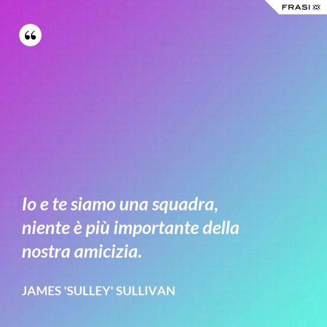 Io e te siamo una squadra, niente è più importante della nostra amicizia. - James 'Sulley' Sullivan