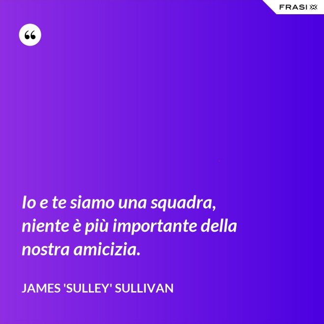 Io e te siamo una squadra, niente è più importante della nostra amicizia. - James 'Sulley' Sullivan