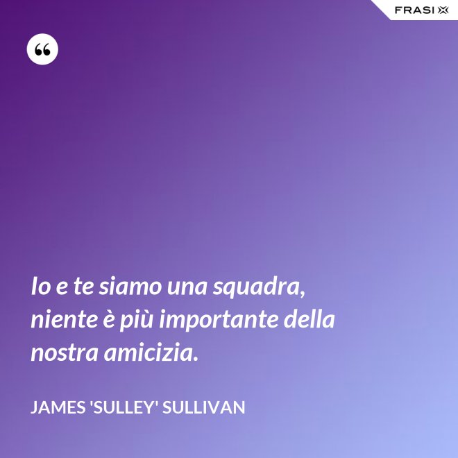 Io e te siamo una squadra, niente è più importante della nostra amicizia. - James 'Sulley' Sullivan