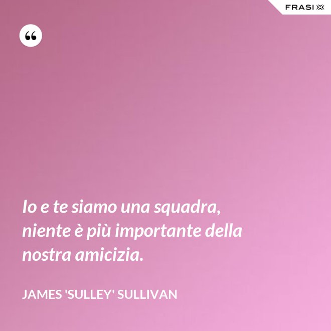 Io e te siamo una squadra, niente è più importante della nostra amicizia. - James 'Sulley' Sullivan