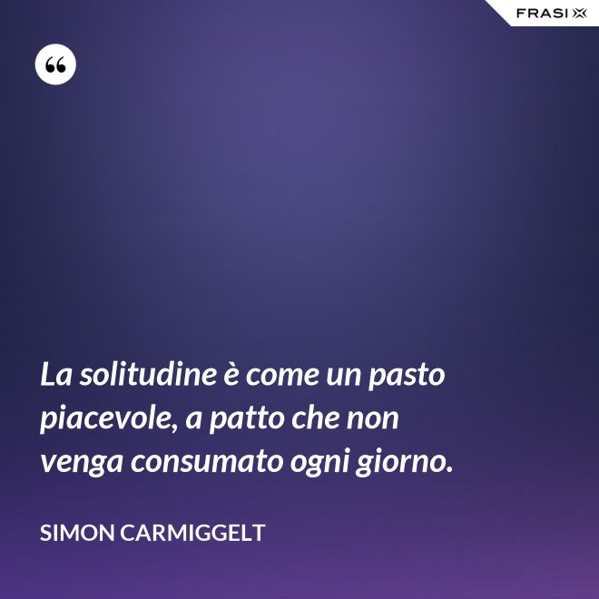 La solitudine è come un pasto piacevole, a patto che non venga consumato ogni giorno. - Simon Carmiggelt