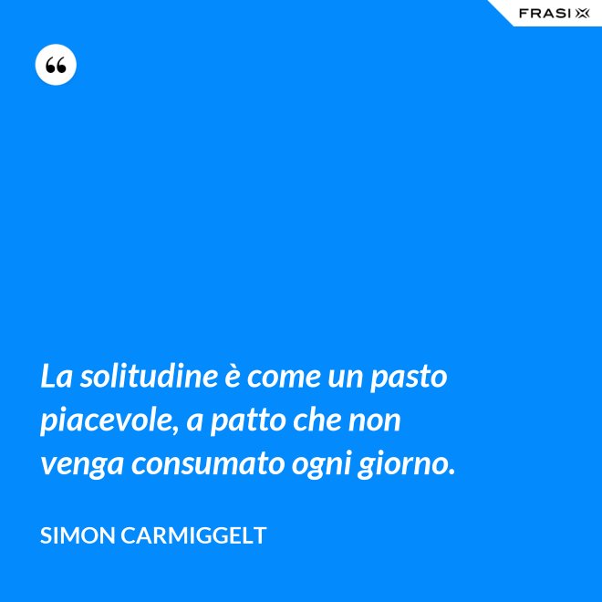La solitudine è come un pasto piacevole, a patto che non venga consumato ogni giorno. - Simon Carmiggelt
