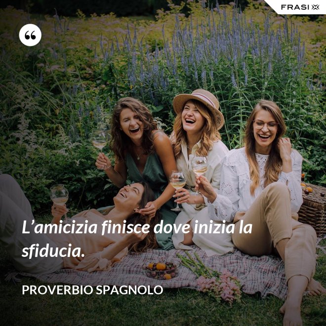 L’amicizia finisce dove inizia la sfiducia. - Proverbio spagnolo
