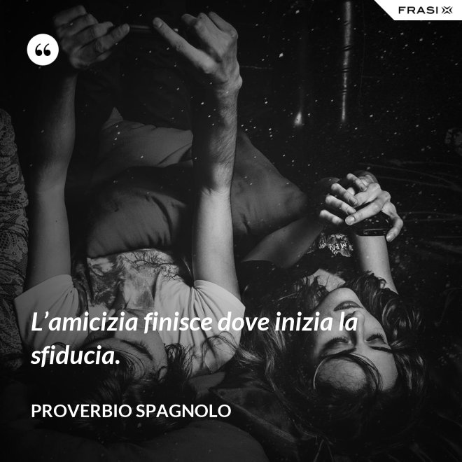 L’amicizia finisce dove inizia la sfiducia. - Proverbio spagnolo
