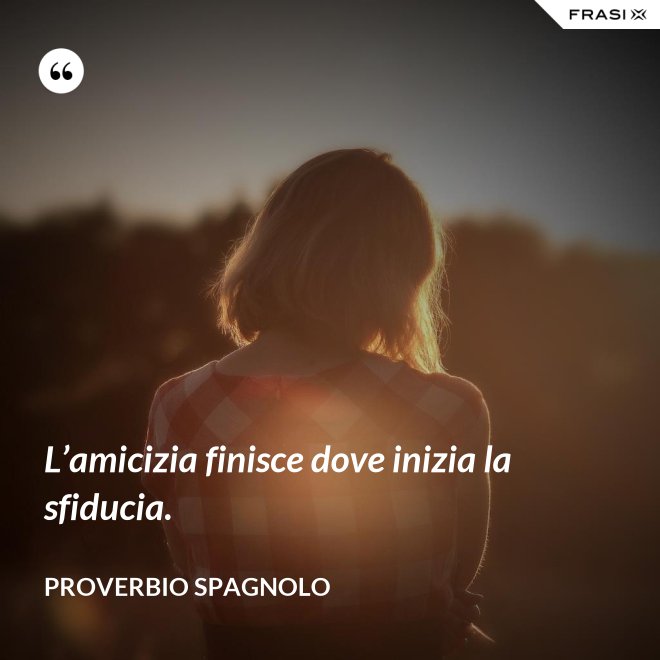 L’amicizia finisce dove inizia la sfiducia. - Proverbio spagnolo