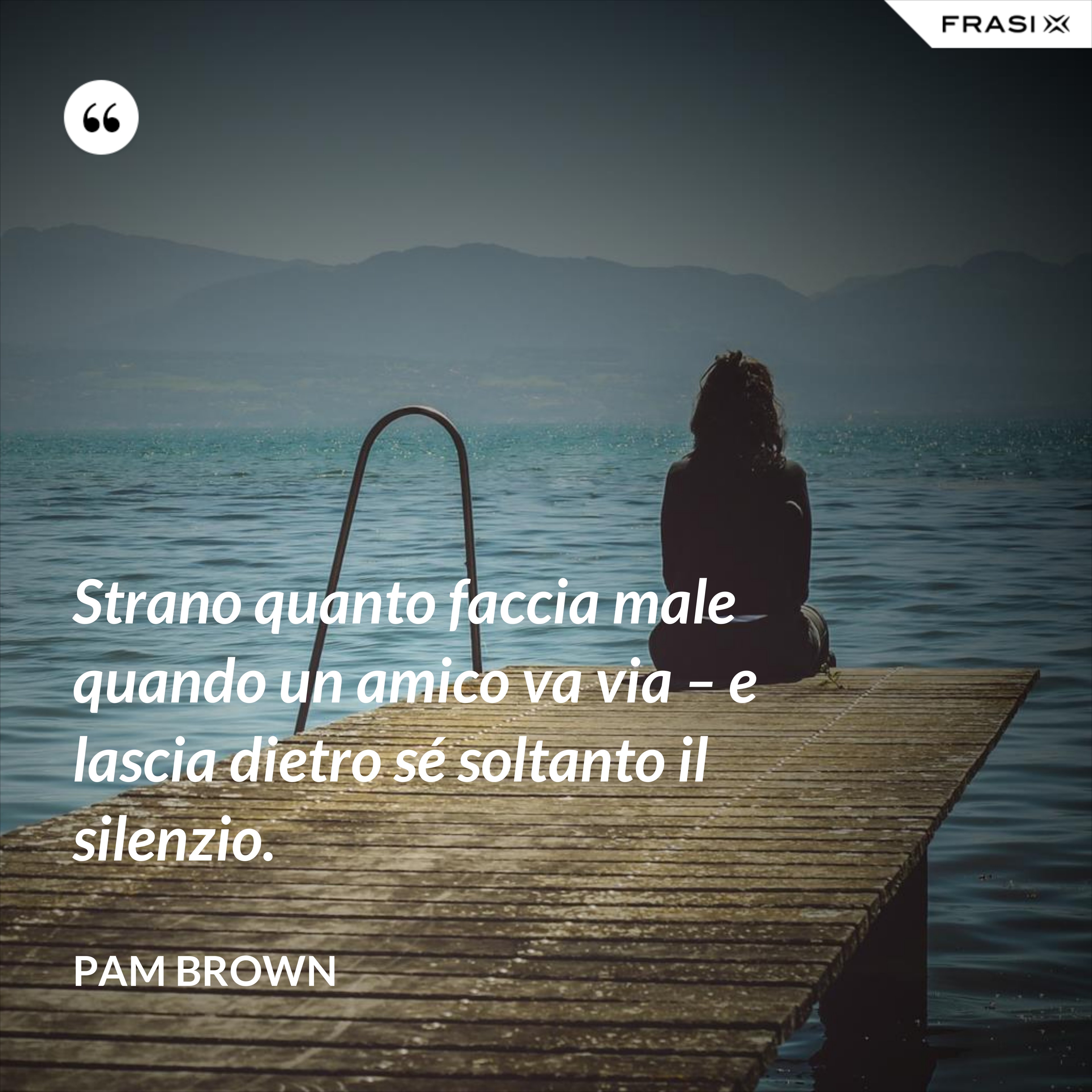 Strano quanto faccia male quando un amico va via – e lascia dietro sé soltanto il silenzio. - Pam Brown
