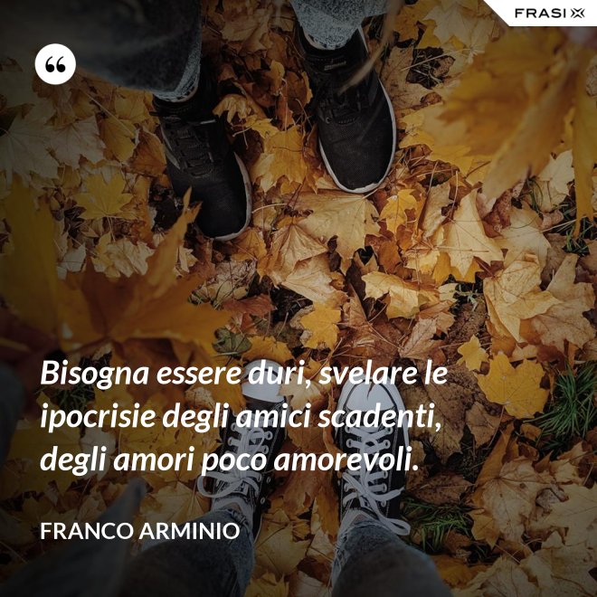Bisogna essere duri, svelare le ipocrisie degli amici scadenti, degli amori poco amorevoli. - Franco Arminio
