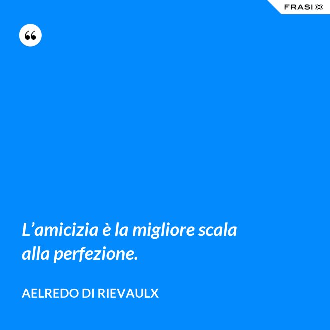 L’amicizia è la migliore scala alla perfezione. - Aelredo di Rievaulx