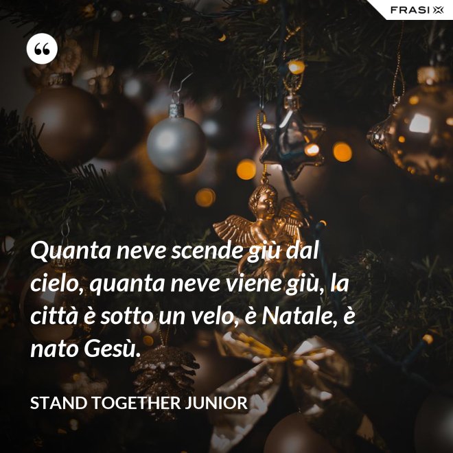 Quanta neve scende giù dal cielo, quanta neve viene giù, la città è sotto un velo, è Natale, è nato Gesù. - Stand Together Junior