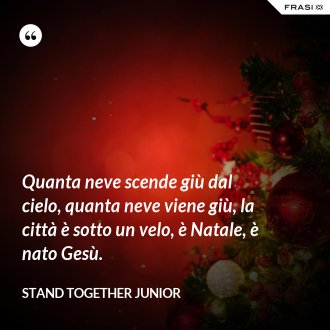 Quanta neve scende giù dal cielo, quanta neve viene giù, la città è sotto un velo, è Natale, è nato Gesù. - Stand Together Junior