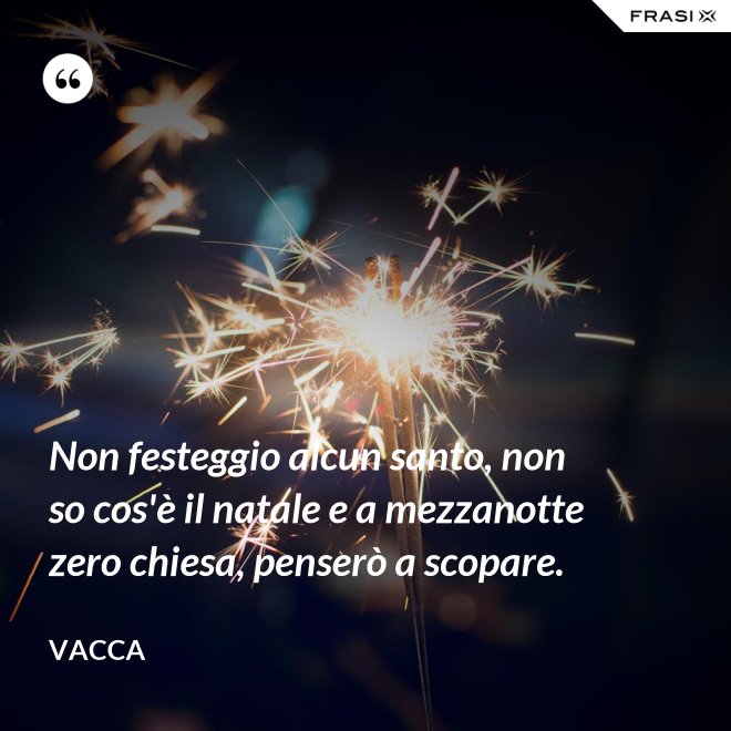 Non festeggio alcun santo, non so cos'è il natale e a mezzanotte zero chiesa, penserò a scopare. - Vacca