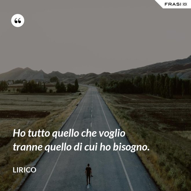 Ho tutto quello che voglio tranne quello di cui ho bisogno. - Lirico