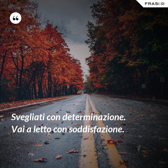 Svegliati con determinazione. Vai a letto con soddisfazione. - Anonimo