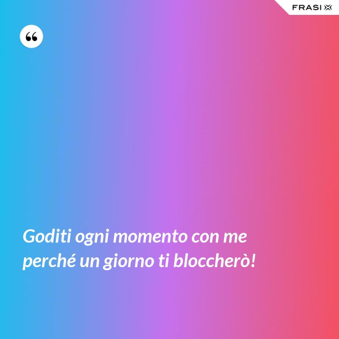 Goditi ogni momento con me perché un giorno ti bloccherò! - Anonimo