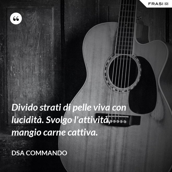Divido strati di pelle viva con lucidità. Svolgo l'attività, mangio carne cattiva. - DSA Commando