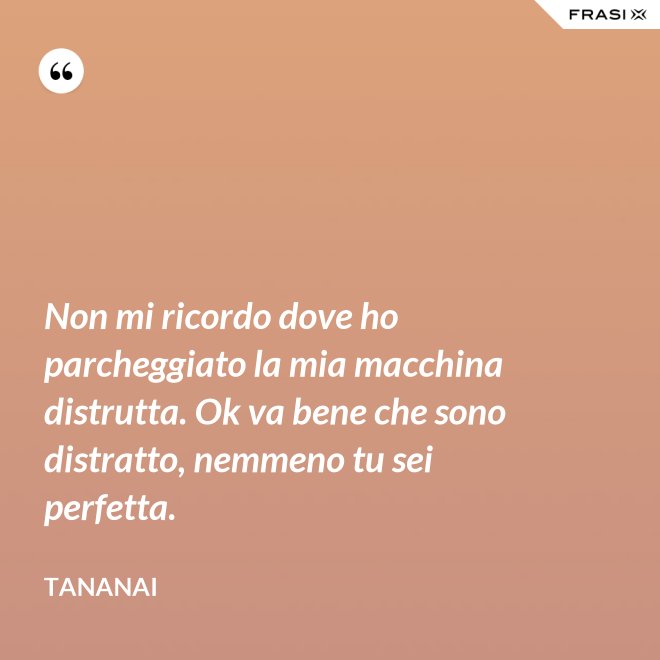 Non mi ricordo dove ho parcheggiato la mia macchina distrutta. Ok va bene che sono distratto, nemmeno tu sei perfetta. - Tananai