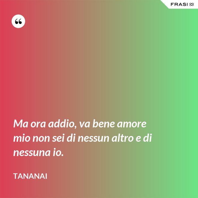 Ma ora addio, va bene amore mio non sei di nessun altro e di nessuna io. - Tananai