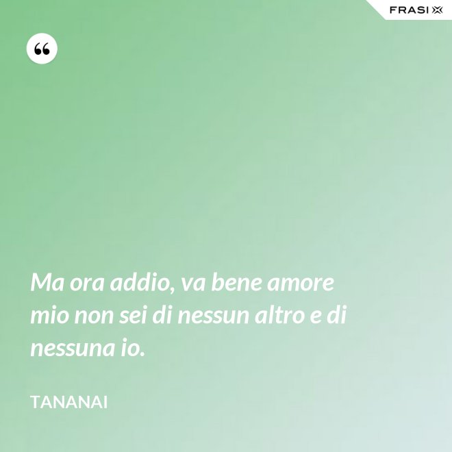 Ma ora addio, va bene amore mio non sei di nessun altro e di nessuna io. - Tananai