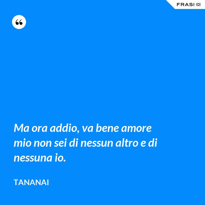 Ma ora addio, va bene amore mio non sei di nessun altro e di nessuna io. - Tananai