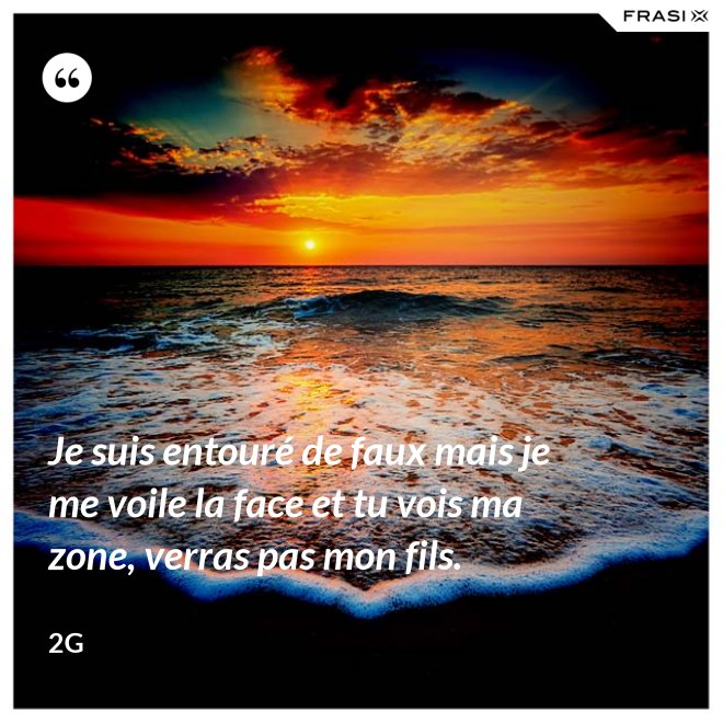 Je suis entouré de faux mais je me voile la face et tu vois ma zone, verras pas mon fils. - 2G