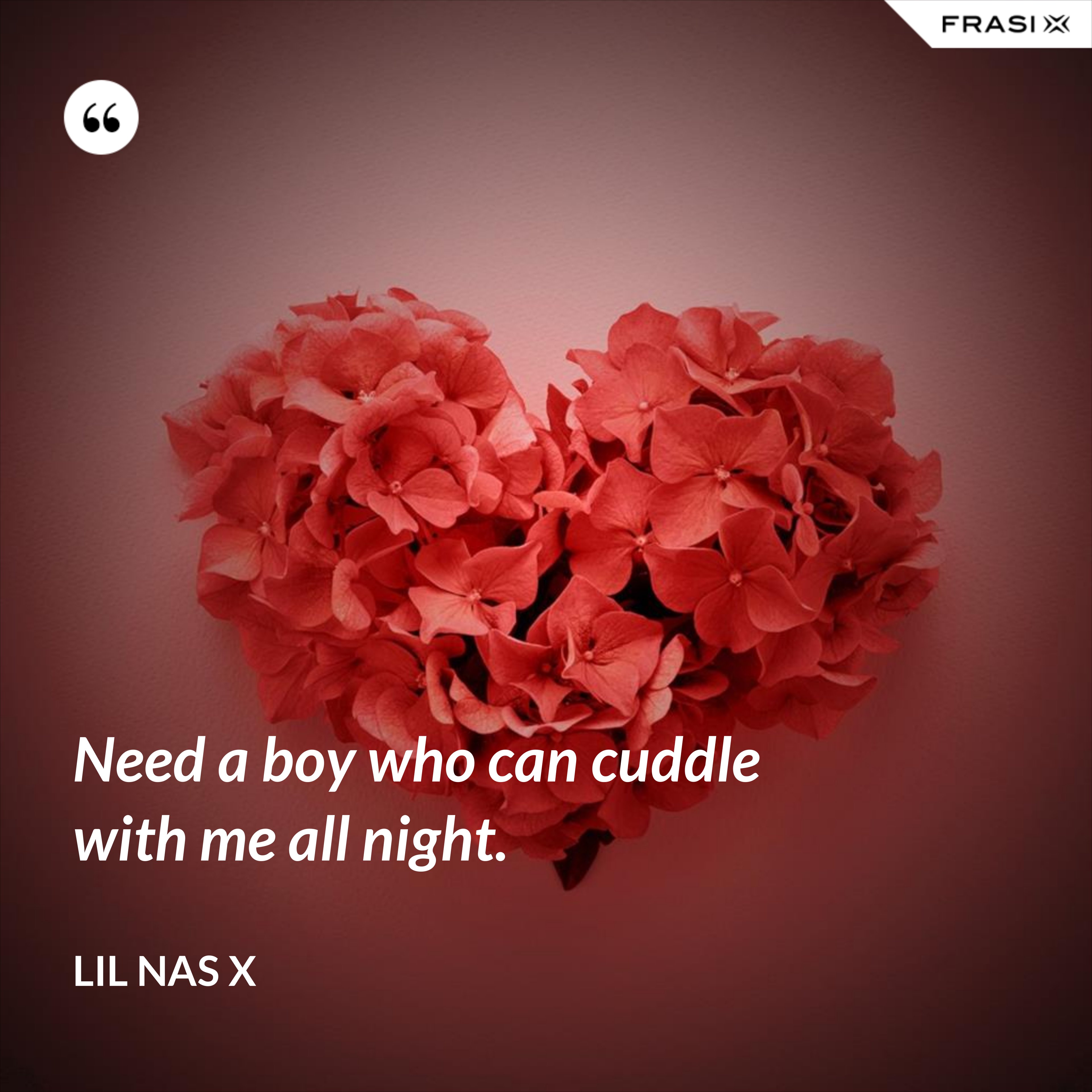 Need a boy who can cuddle with me all night. - Lil Nas X