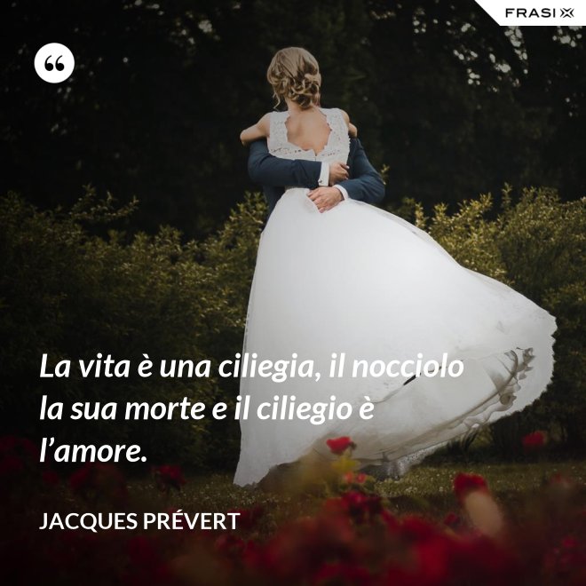 La vita è una ciliegia, il nocciolo la sua morte e il ciliegio è l’amore. - Jacques Prévert