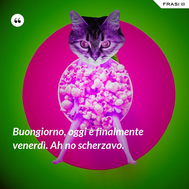 Buongiorno, oggi è finalmente venerdì. Ah no scherzavo. - Anonimo