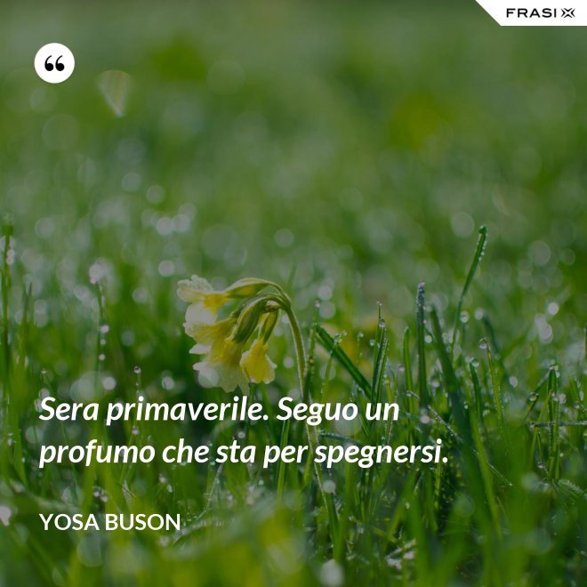 Sera primaverile. Seguo un profumo che sta per spegnersi. - Yosa Buson