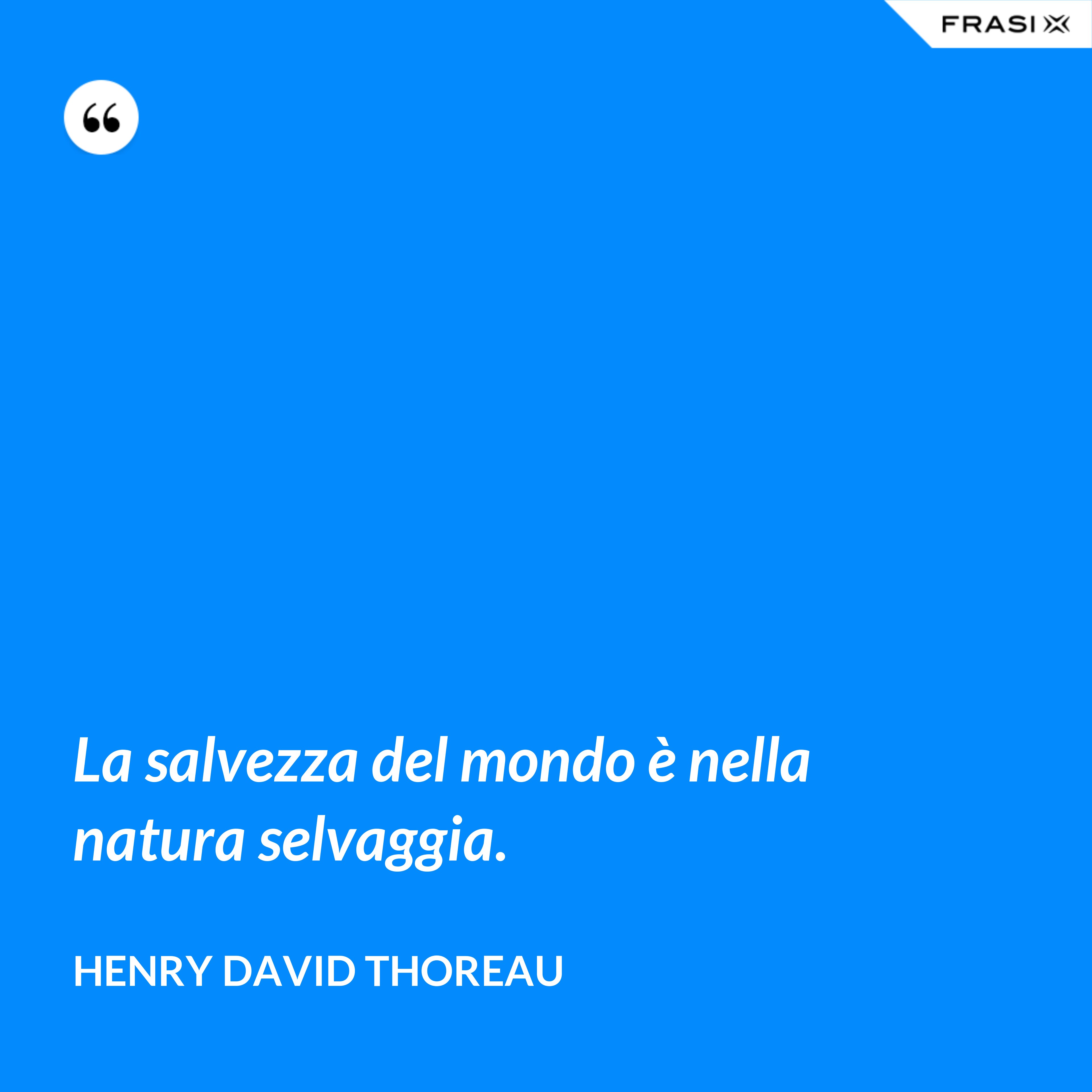 La salvezza del mondo è nella natura selvaggia. - Henry David Thoreau