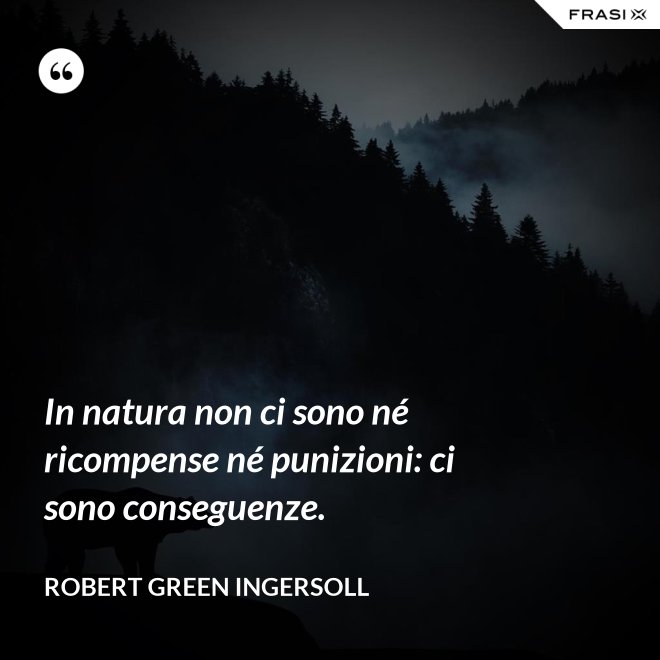 In natura non ci sono né ricompense né punizioni: ci sono conseguenze. - Robert Green Ingersoll