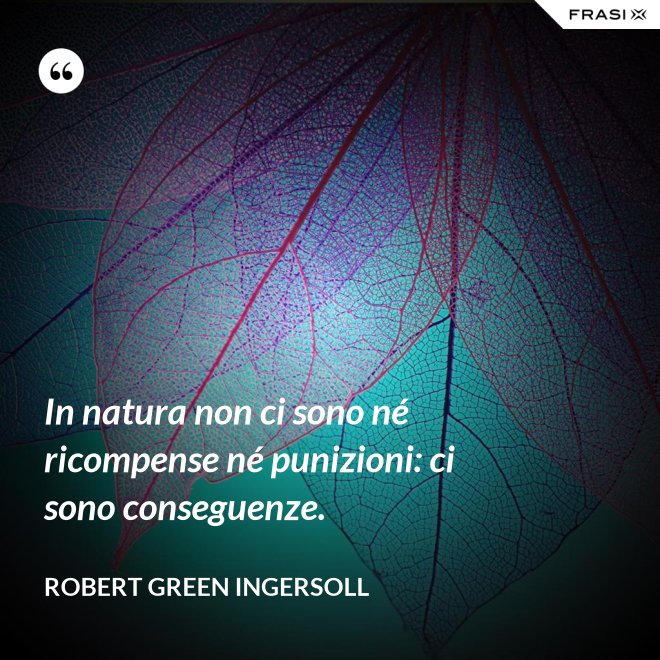 In natura non ci sono né ricompense né punizioni: ci sono conseguenze. - Robert Green Ingersoll