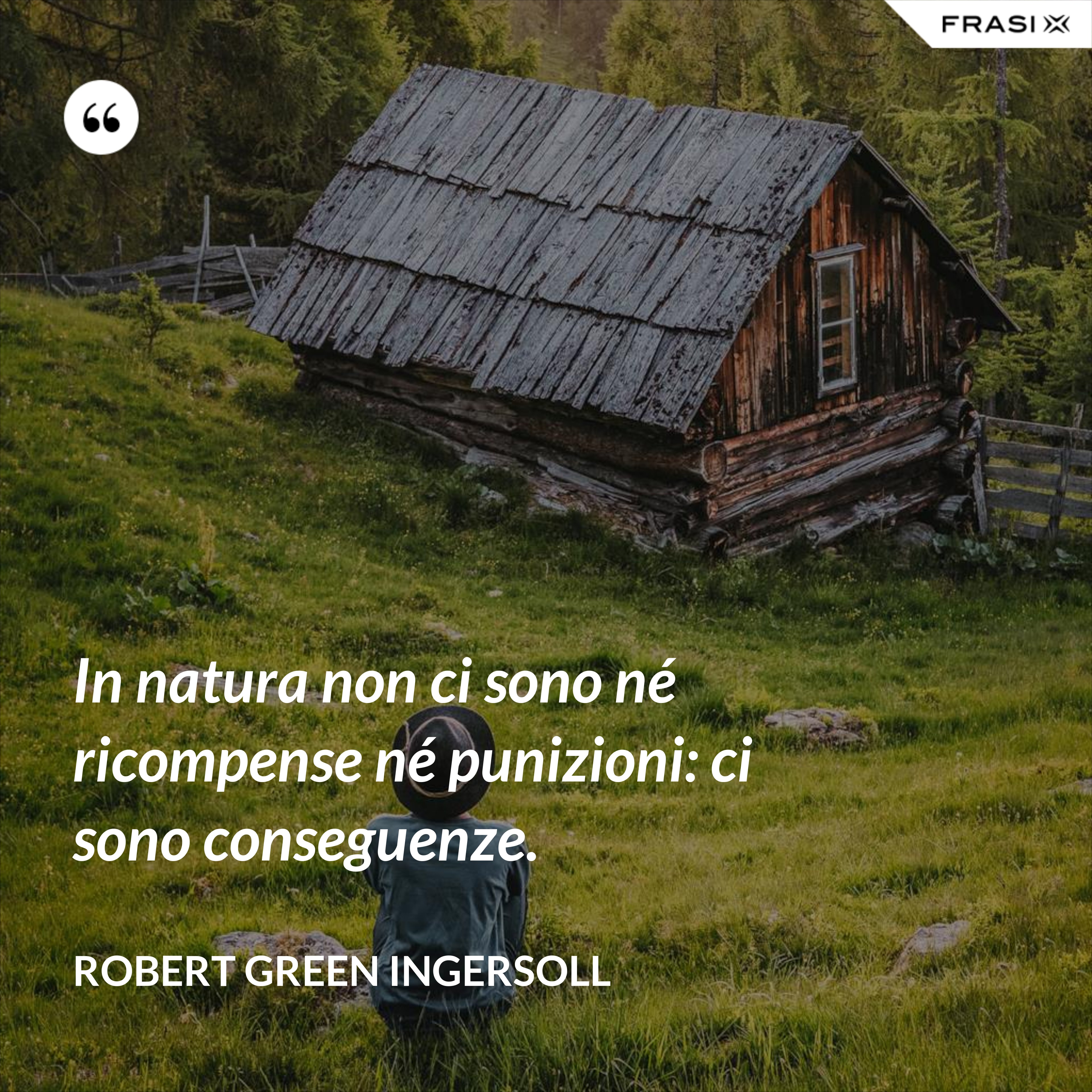 In natura non ci sono né ricompense né punizioni: ci sono conseguenze. - Robert Green Ingersoll
