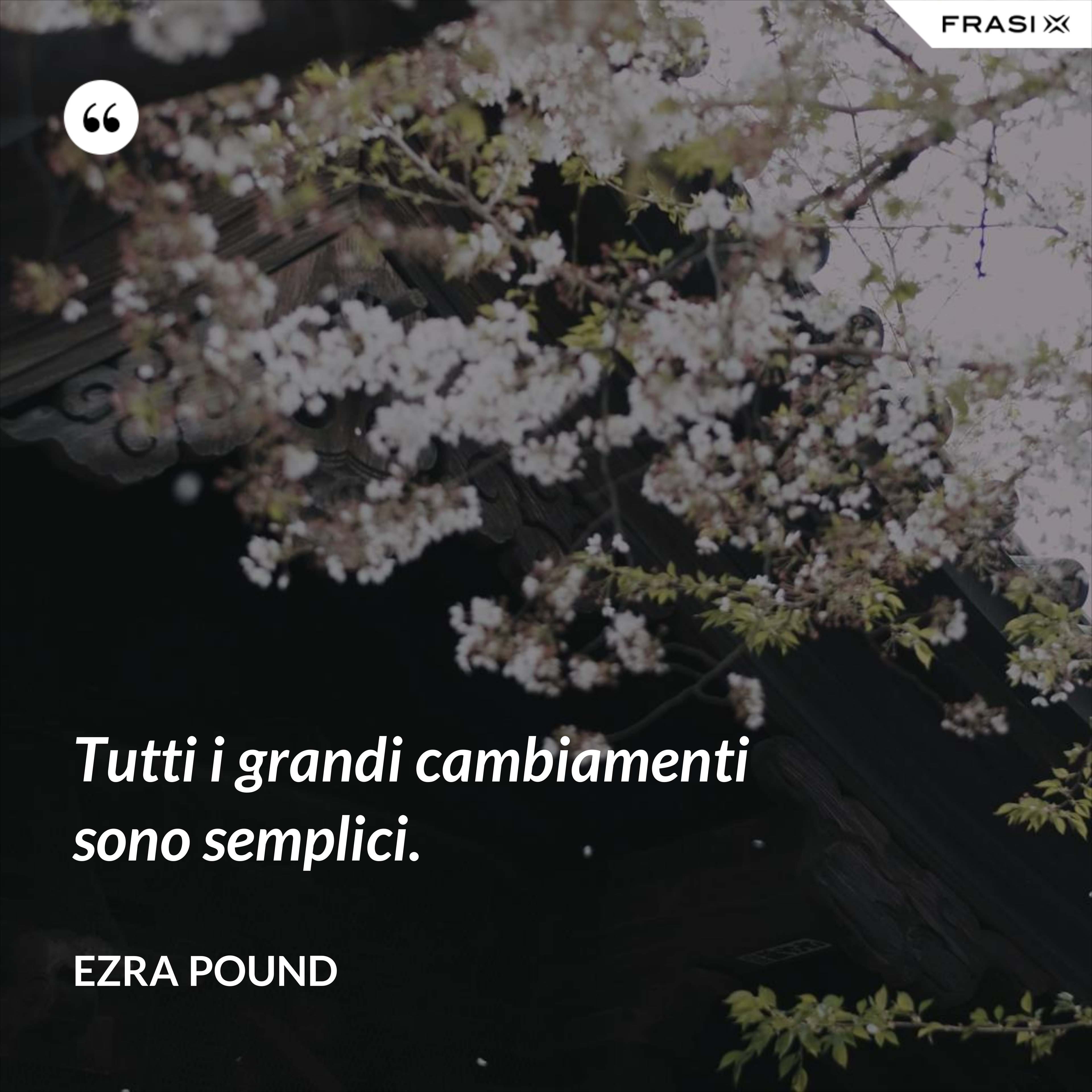 Tutti i grandi cambiamenti sono semplici. - Ezra Pound