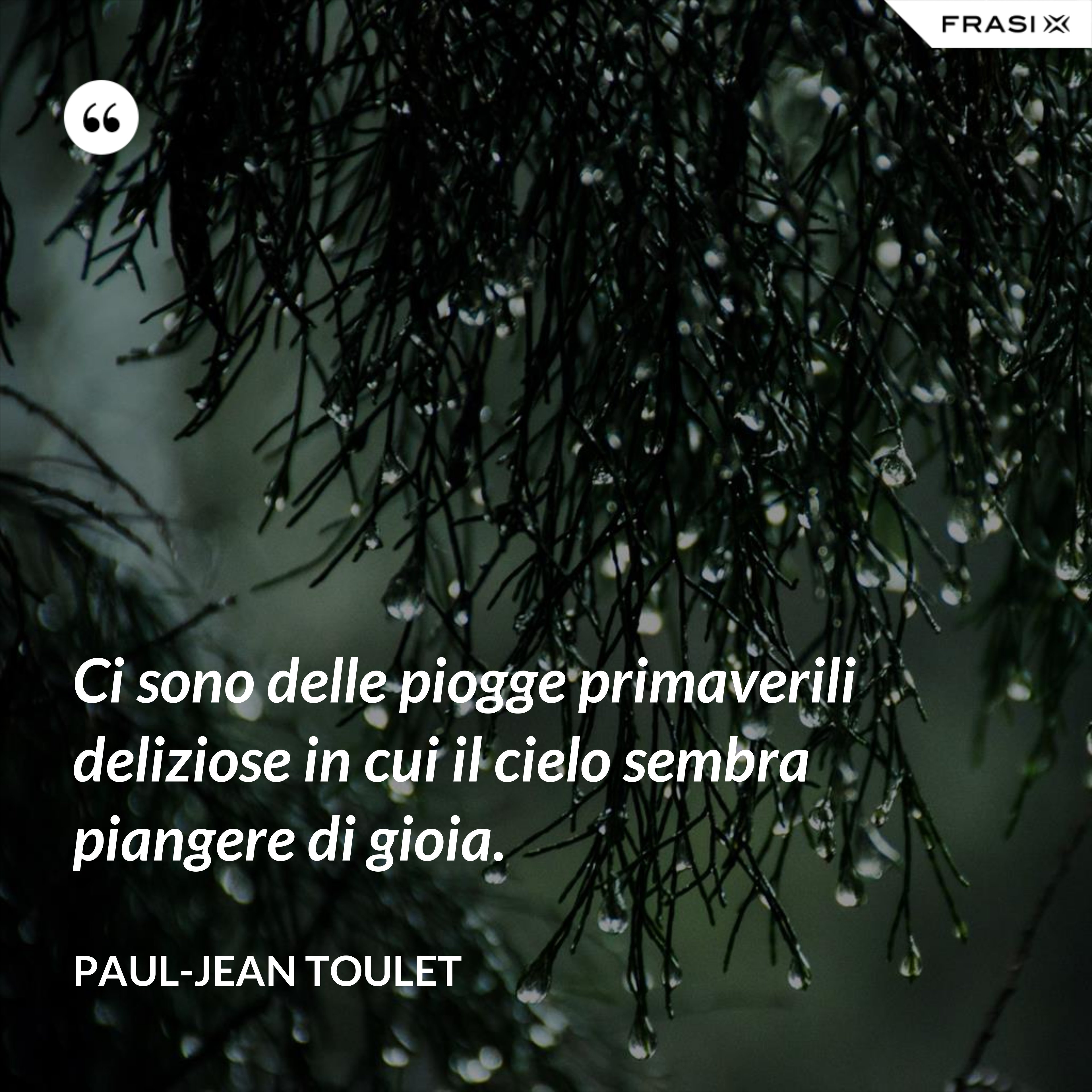Ci sono delle piogge primaverili deliziose in cui il cielo sembra piangere di gioia. - Paul-Jean Toulet