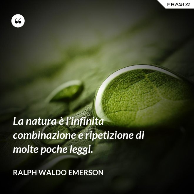 La natura è l’infinita combinazione e ripetizione di molte poche leggi. - Ralph Waldo Emerson