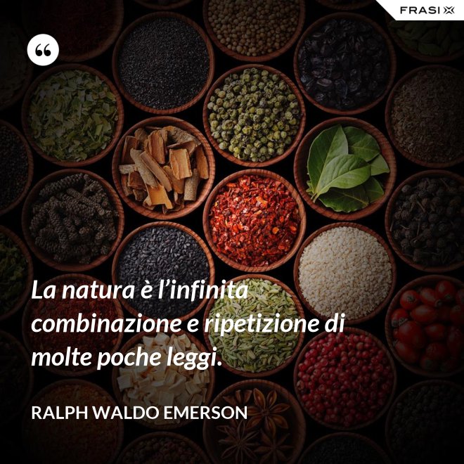 La natura è l’infinita combinazione e ripetizione di molte poche leggi. - Ralph Waldo Emerson